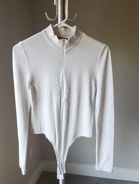 TALENTLESS Stone Ribbed Long-Sleeve Mock Neck Bodysuit